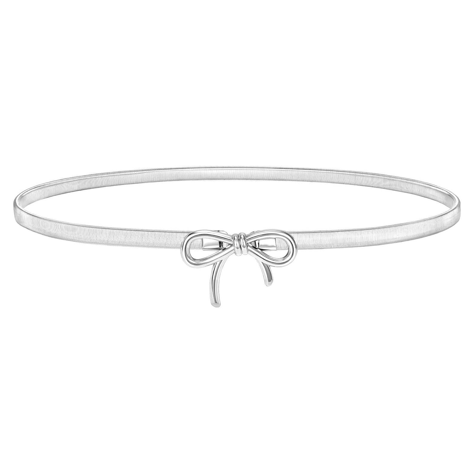 Cinturón Elástico de Metal Delgado Sansths para Mujeres - Plata