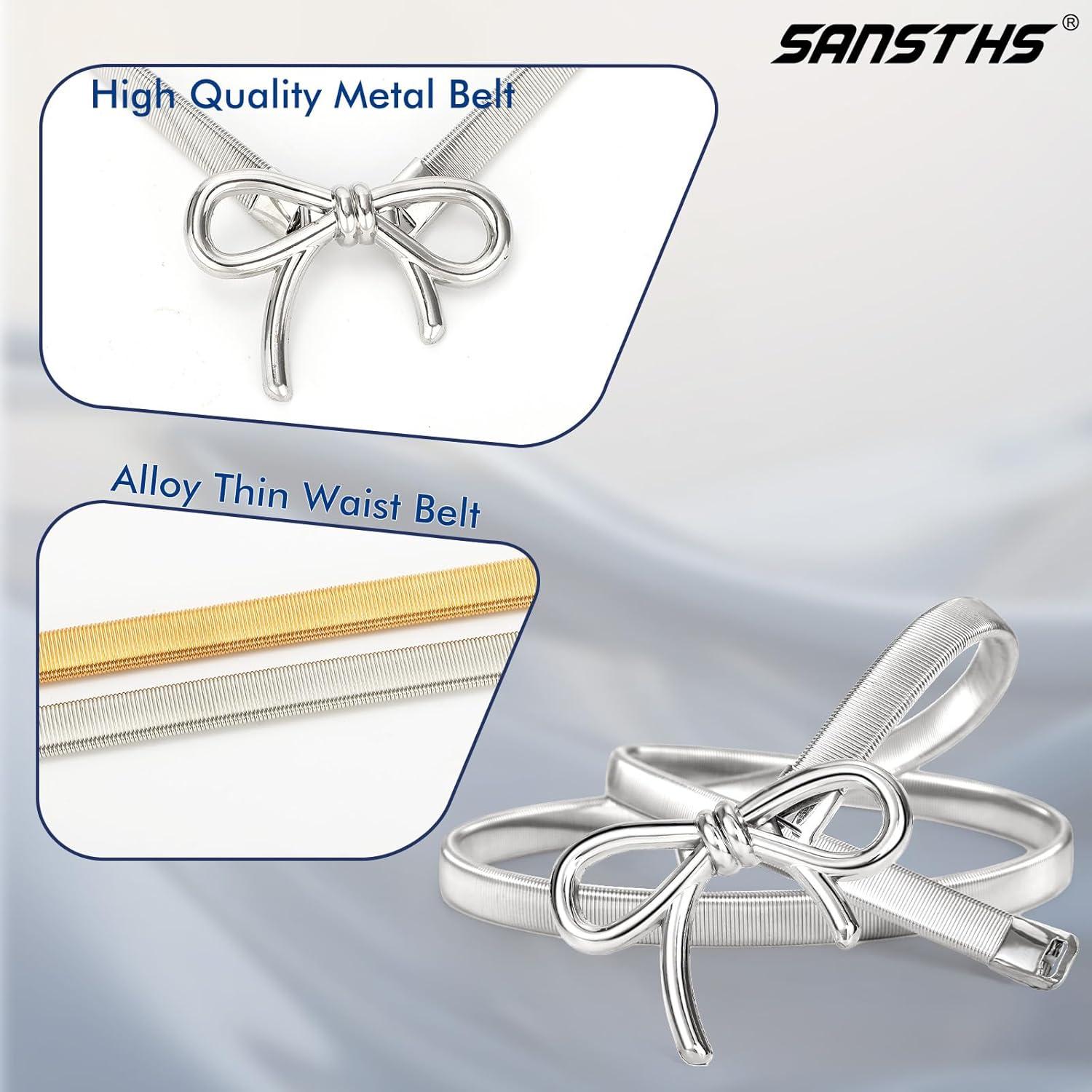 Cinturón Elástico de Metal Delgado Sansths para Mujeres - Plata