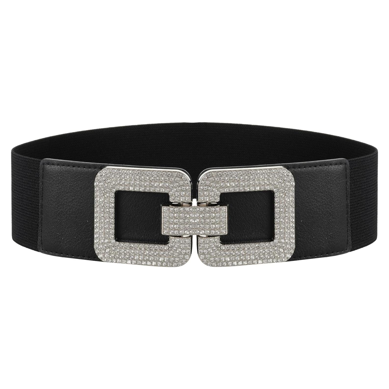 Cinturón Elástico Vintage para Mujeres Ajustable Negro