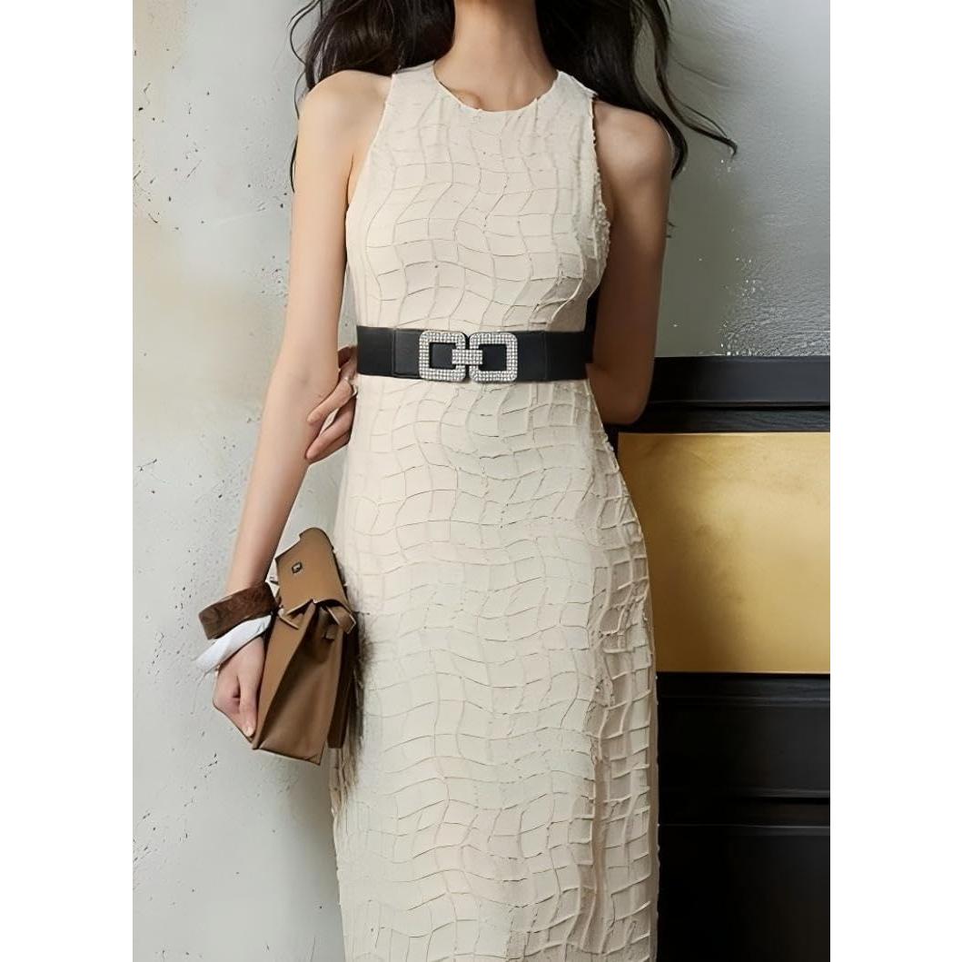 Cinturón Elástico Vintage para Mujeres Ajustable Negro