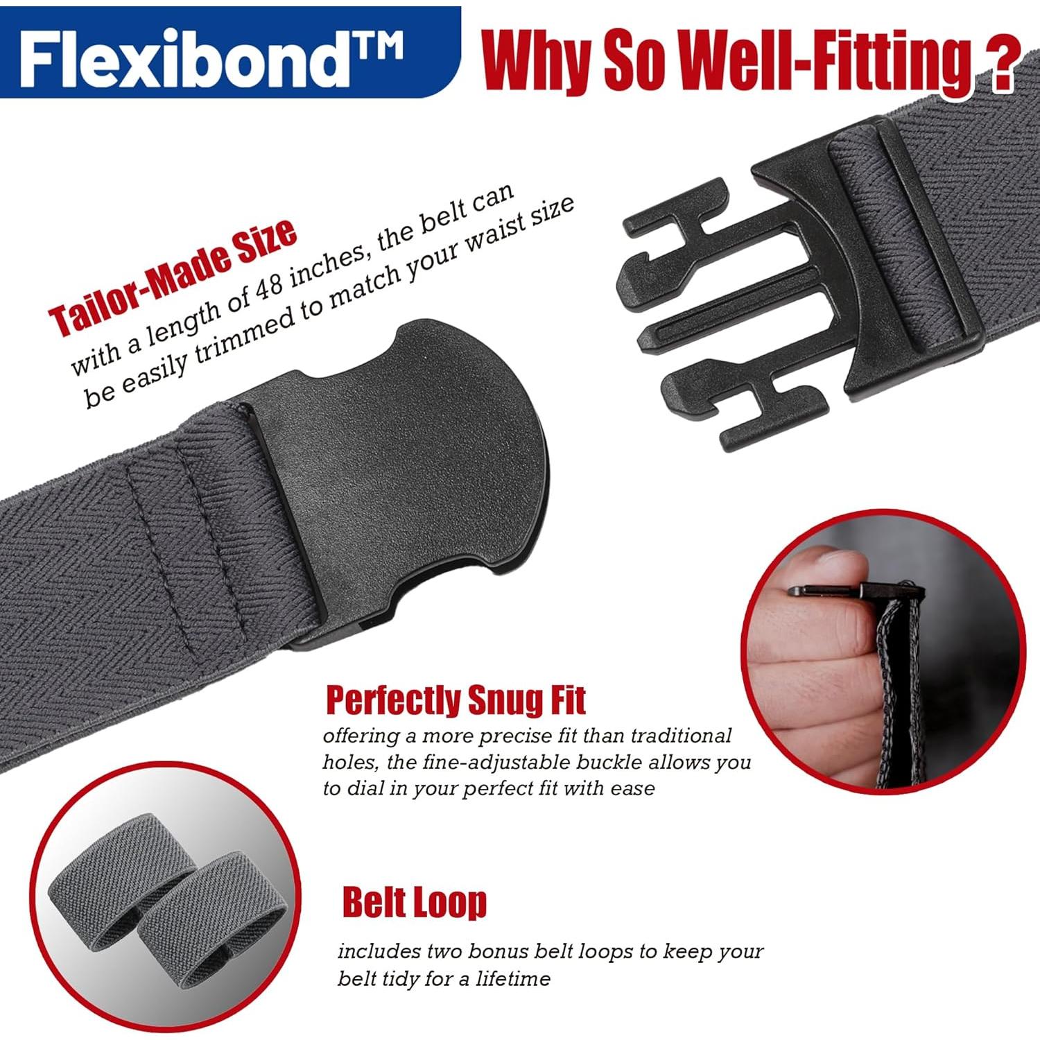 Cinturón Elástico para Hombres Flexibond Gris Carbón 61-112 cm