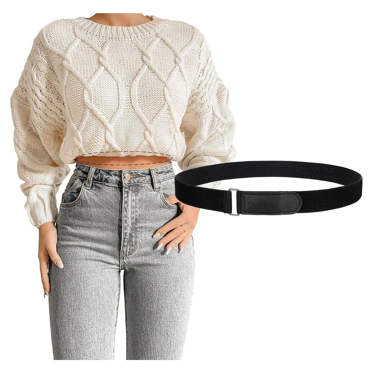 Cinturón Elástico Ajustable JASGOOD para Mujeres - Negro