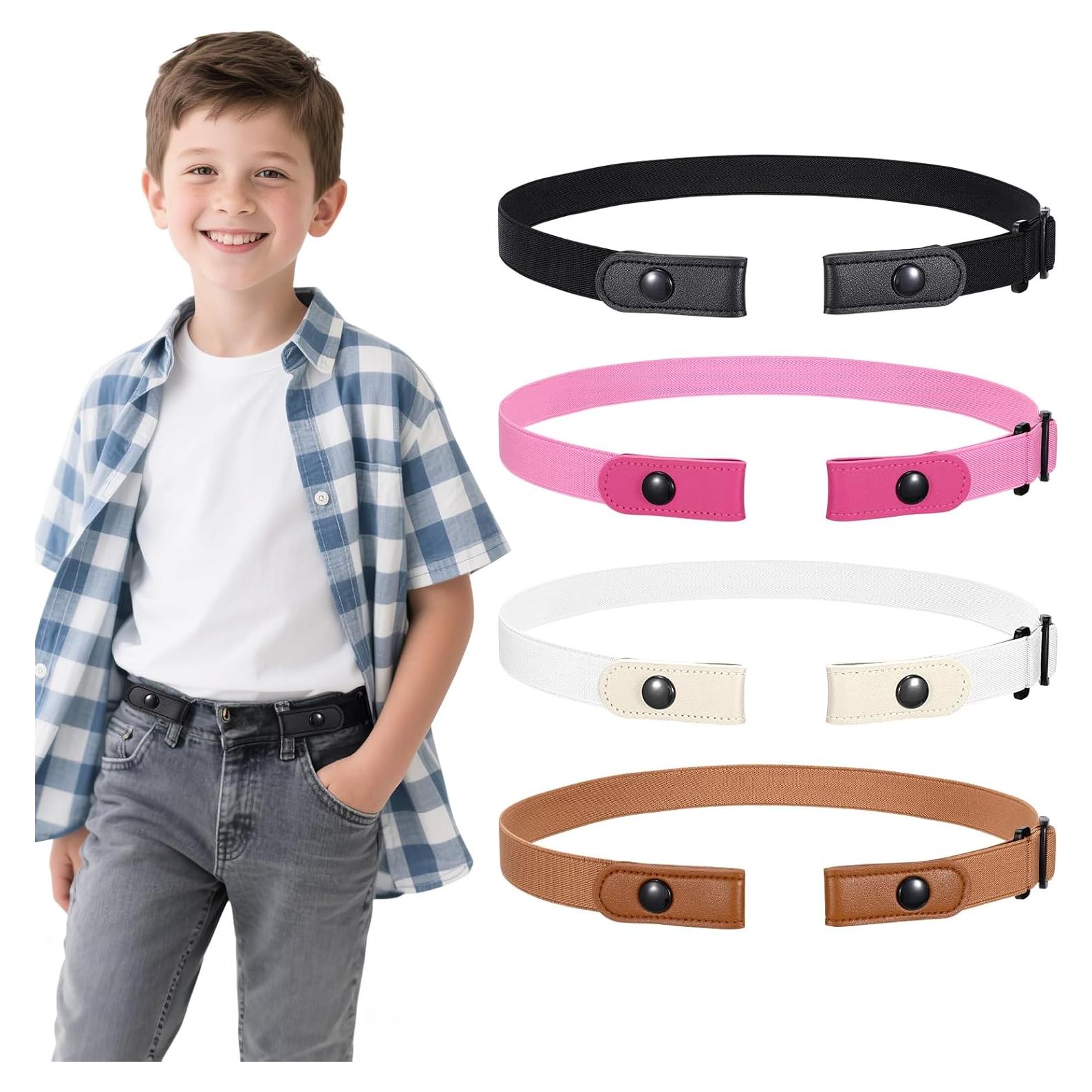 Cinturones Elásticos Sin Hebilla WERFORU 4 Pack para Niños