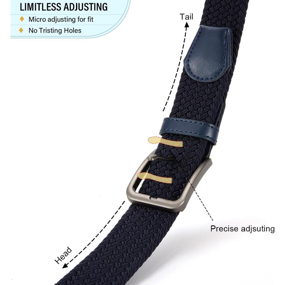 Cinturón Trenzado Elástico DOOPAI para Hombres 3.5 cm Azul