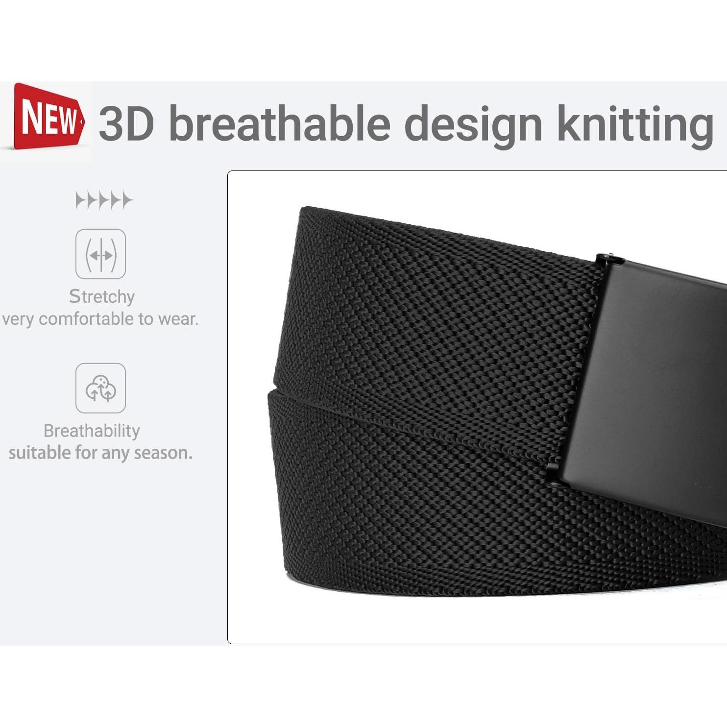 Cinturón elástico para hombres talla grande 100-190 cm negro