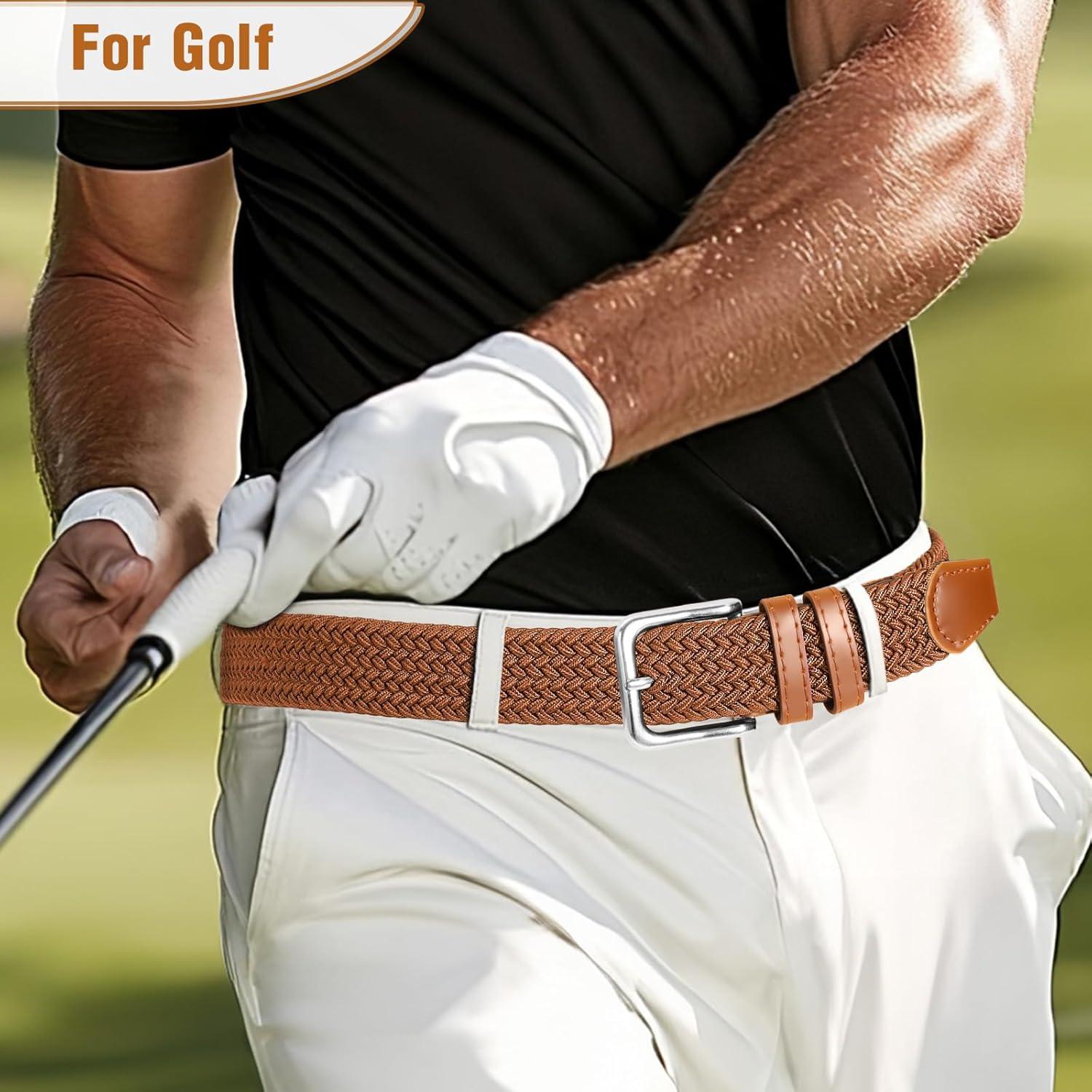 Cinturón elástico trenzado para hombres marrón 78.74-86.36 cm