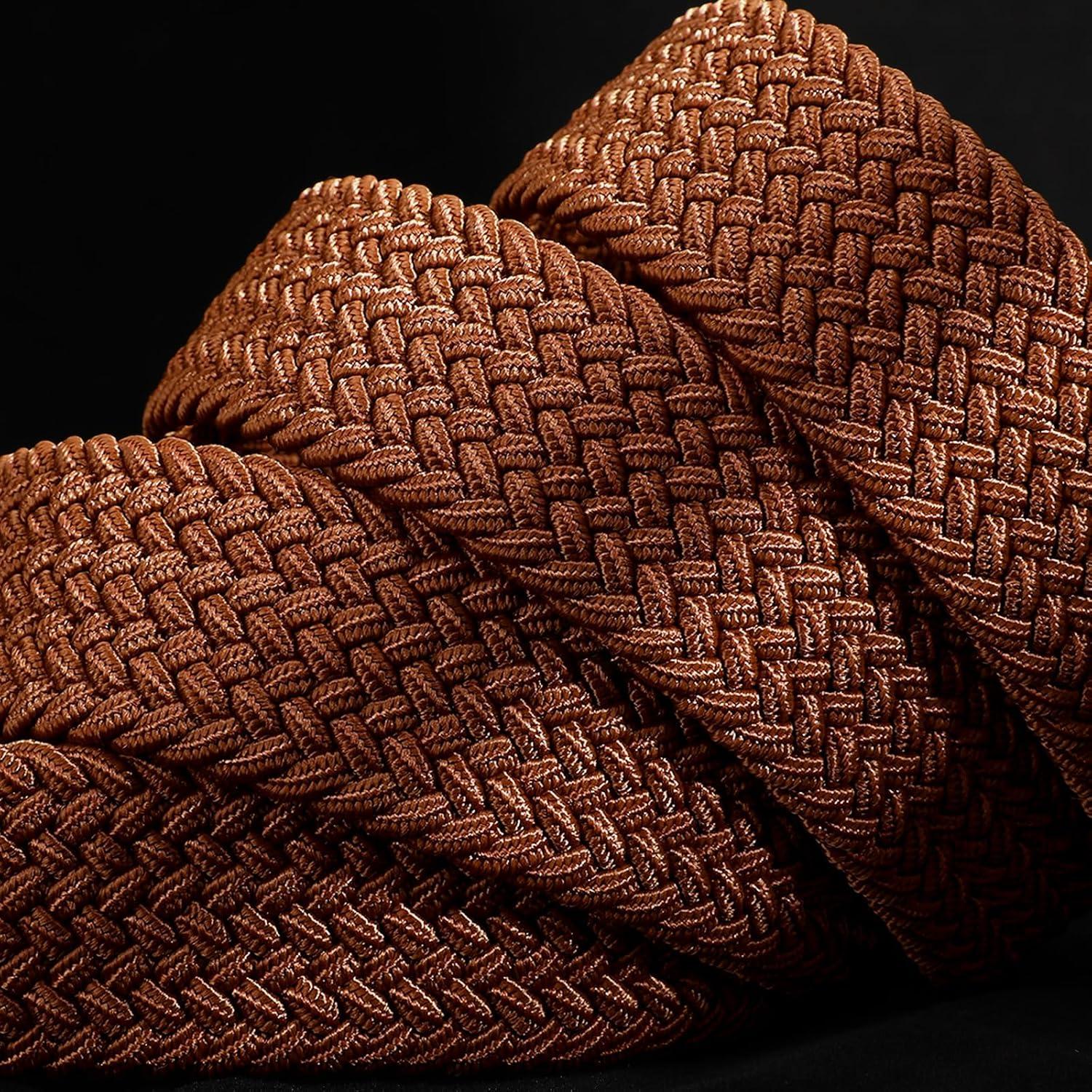Cinturón elástico trenzado para hombres marrón 78.74-86.36 cm