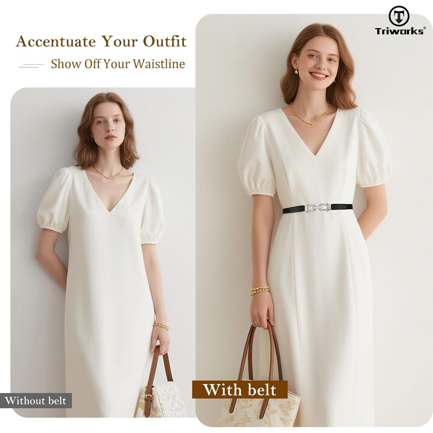 4 Cinturones Elásticos Ajustables para Mujeres con Hebilla Dorada