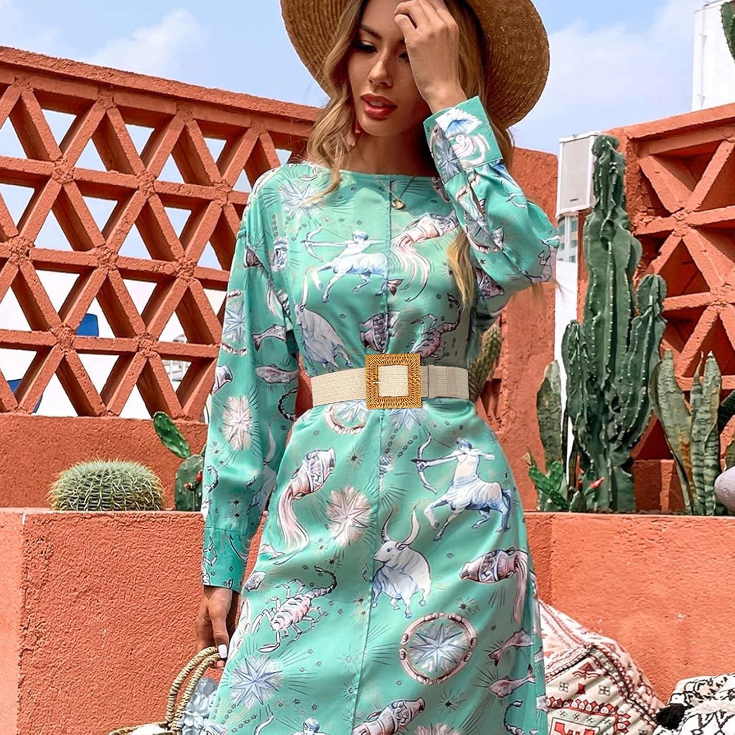 Set de 3 Cinturones Elásticos Trenzados de Paja para Mujeres