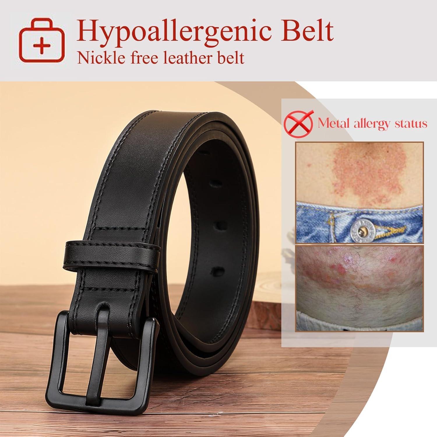 Cinturón de Cuero Hipoalergénico XZQTIVE Negro Ajustable 91-101 cm