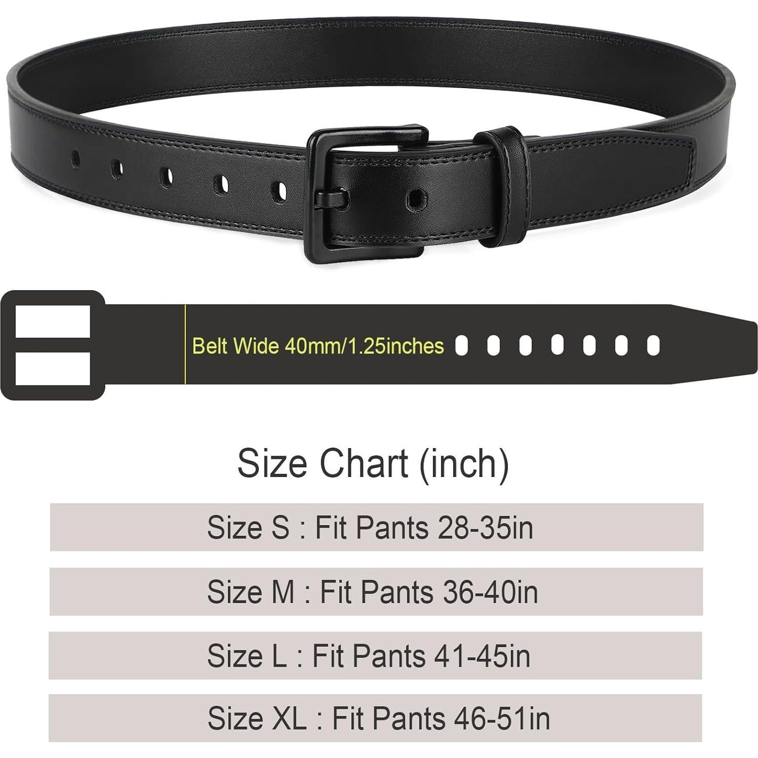 Cinturón de Cuero Hipoalergénico XZQTIVE Negro Ajustable 91-101 cm