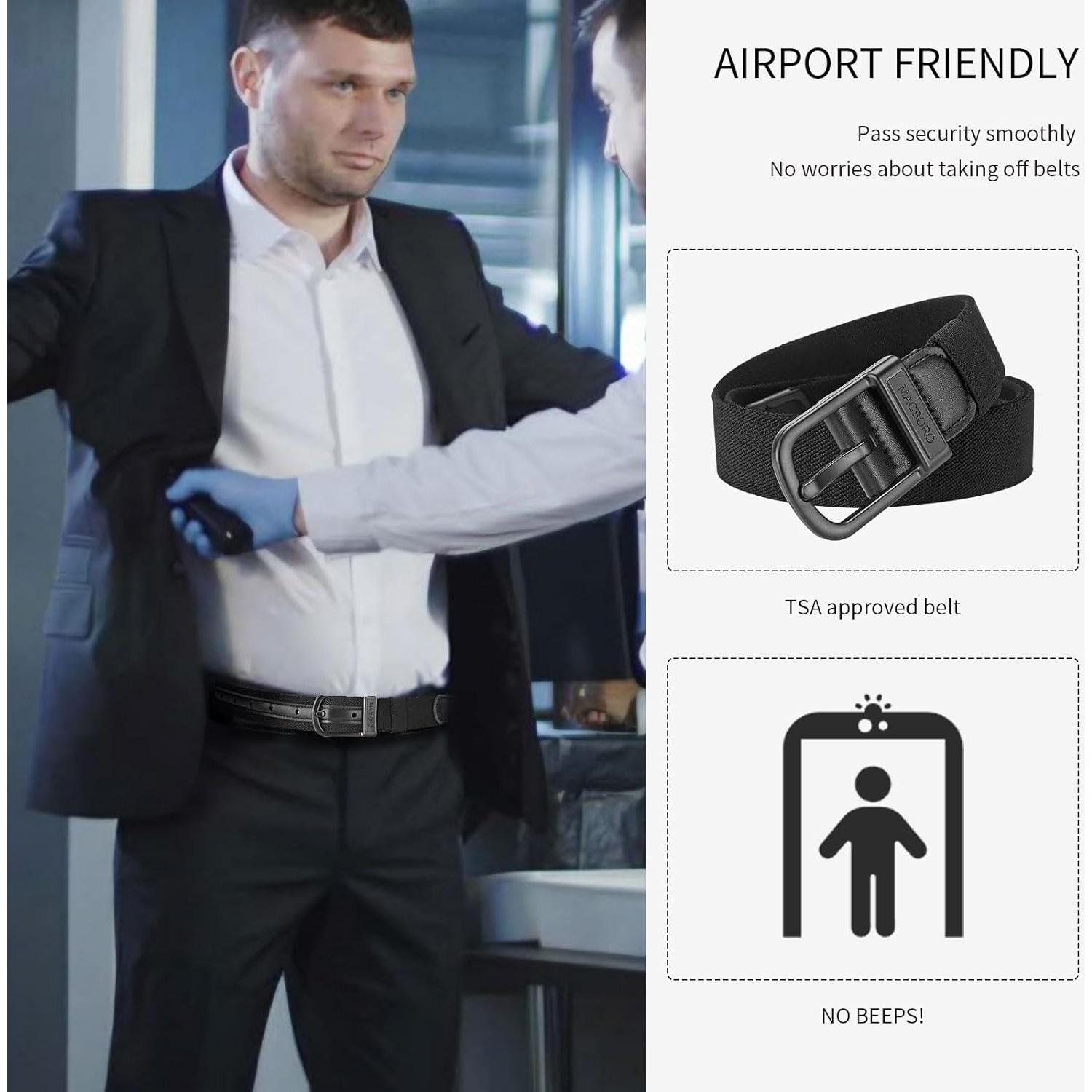 Cinturón Elástico Hipoalergénico Nylon Negro 3.5 cm TSA