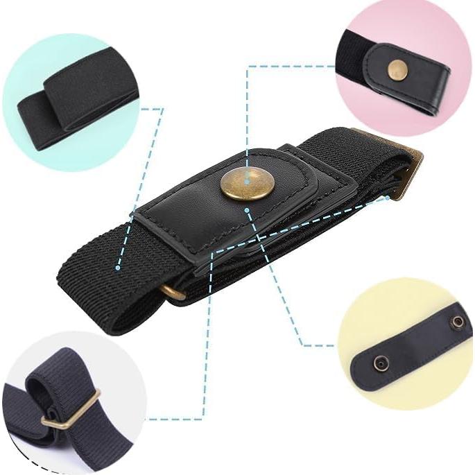 Cinturón Elástico Invisible Ajustable Unisex Negro y Gris