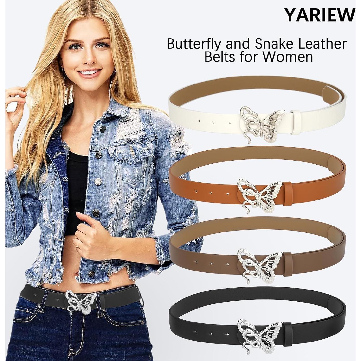 Cinturones de Cuero YARIEW Pack de 4 para Mujeres 119.4 cm