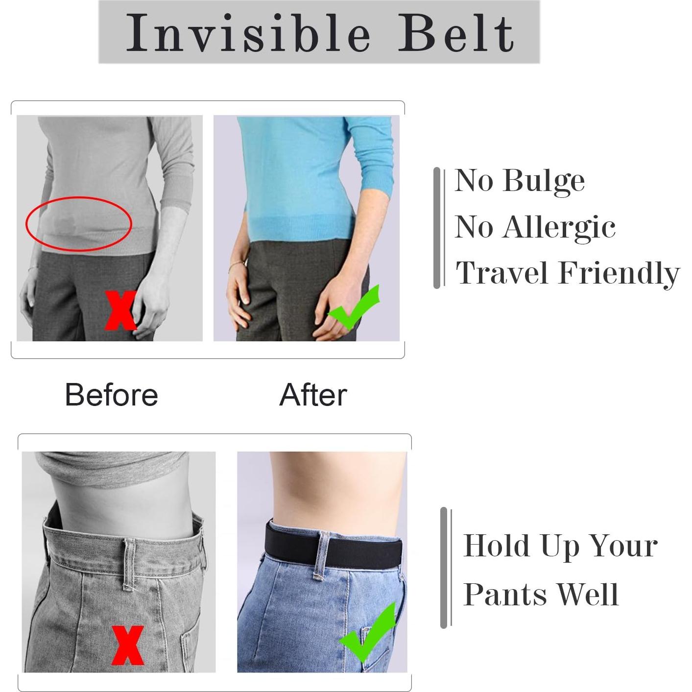 Cinturón Invisible Suosdey para Mujer, Elástico Ajustable 61-96.5 cm