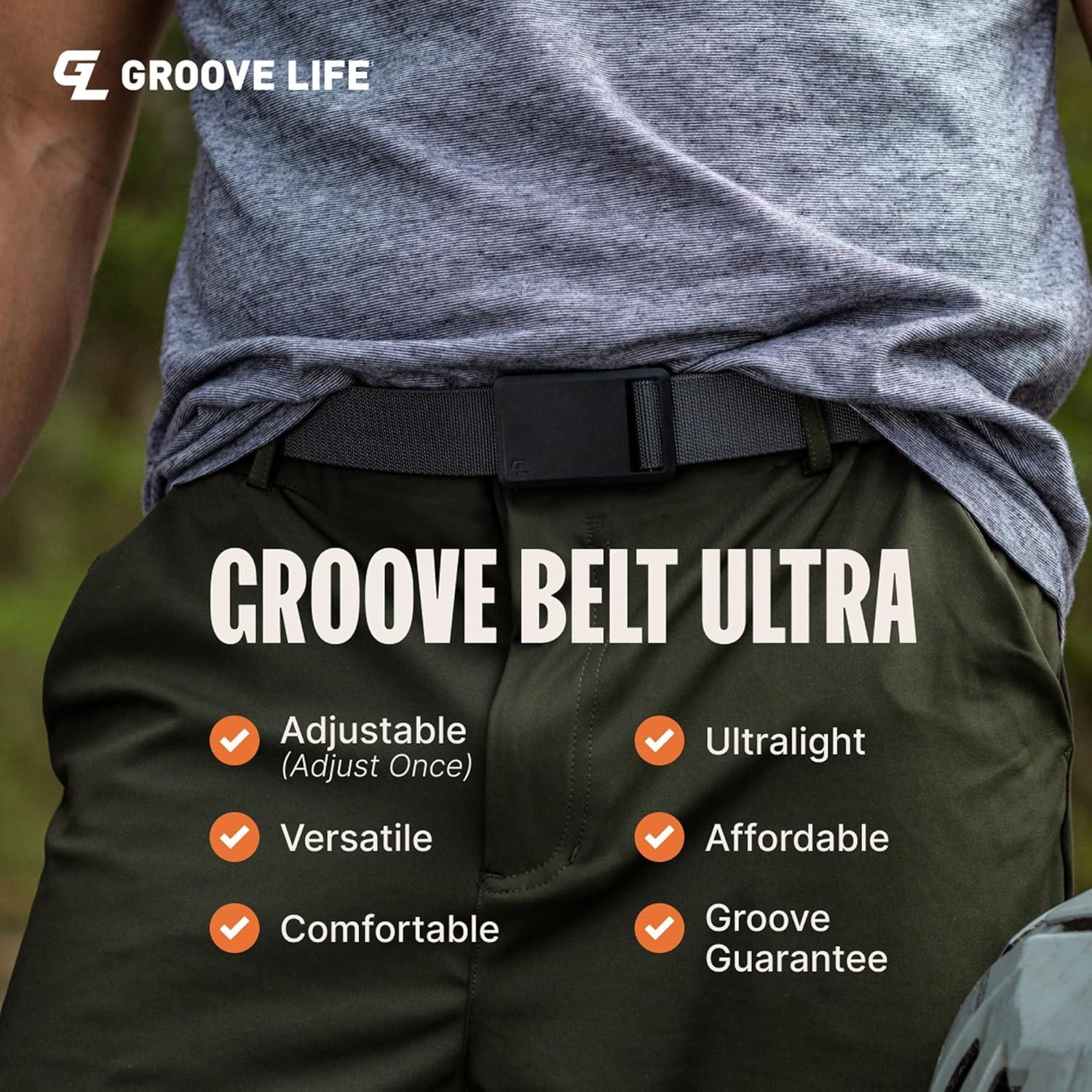 Cinturón de Golf Groove Life Ultra para Hombre - Ajustable y Lavable