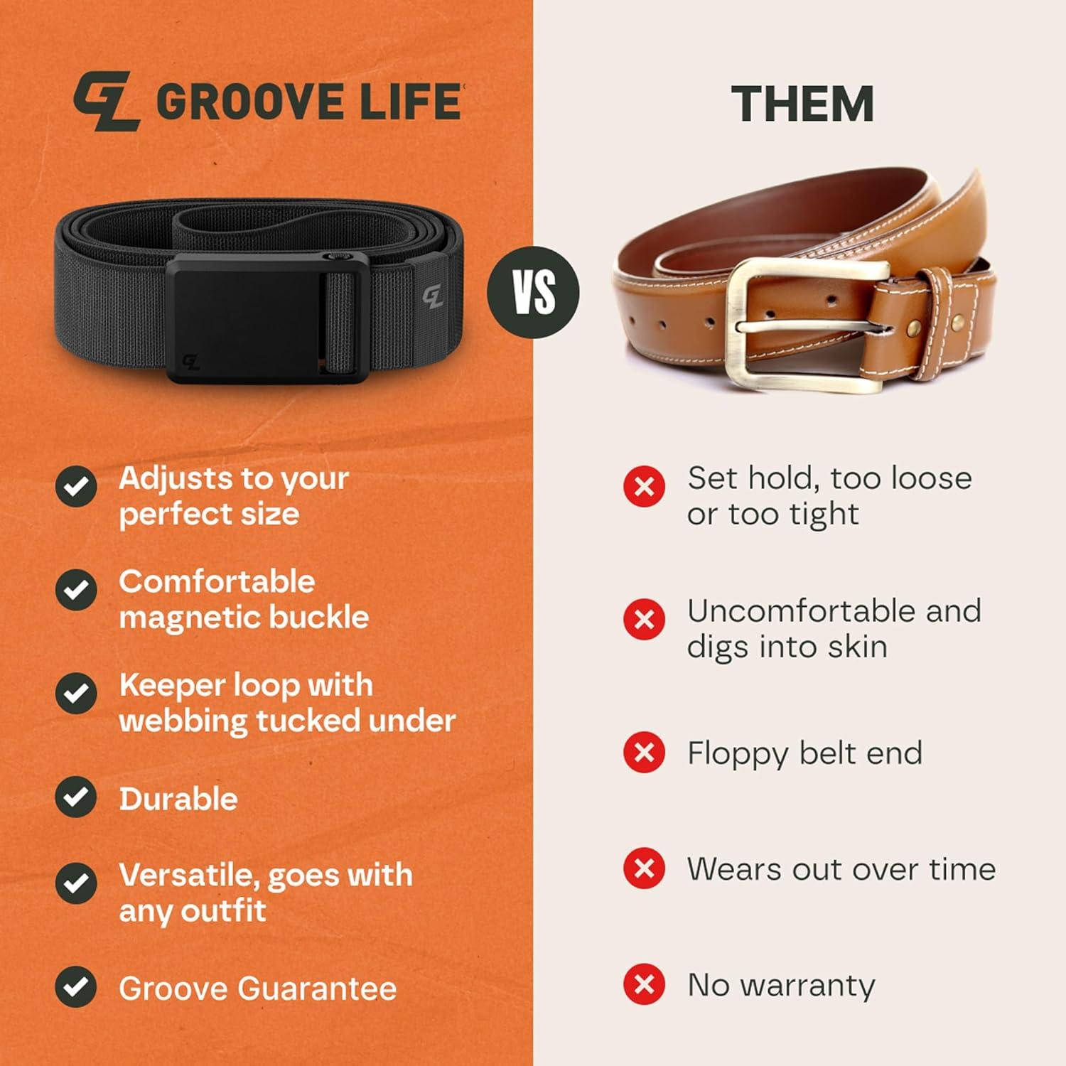 Cinturón de Golf Groove Life Ultra para Hombre - Ajustable y Lavable