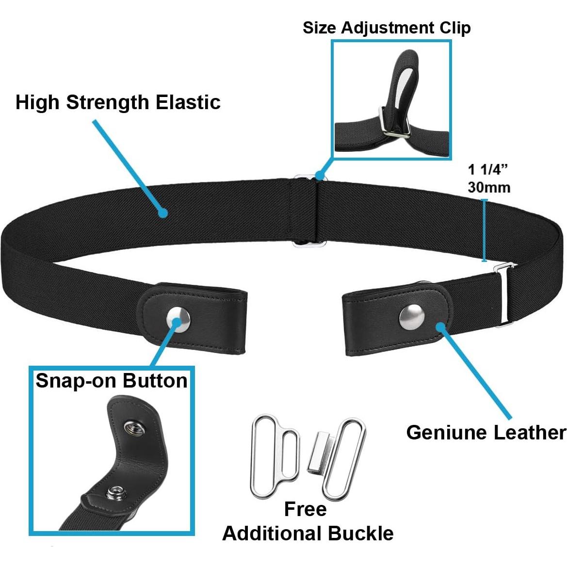 Cinturón Elástico Sin Hebilla Ajustable para Todos - Negro