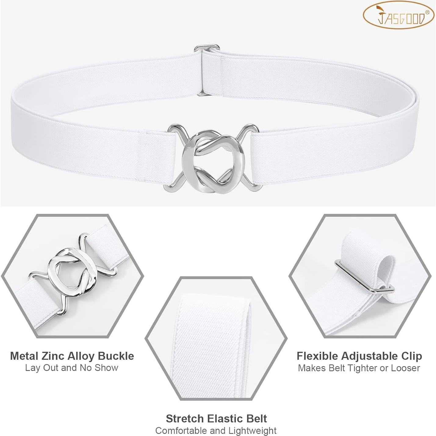 Cinturón Elástico Ajustable JASGOOD para Mujeres - Hebilla Vintage