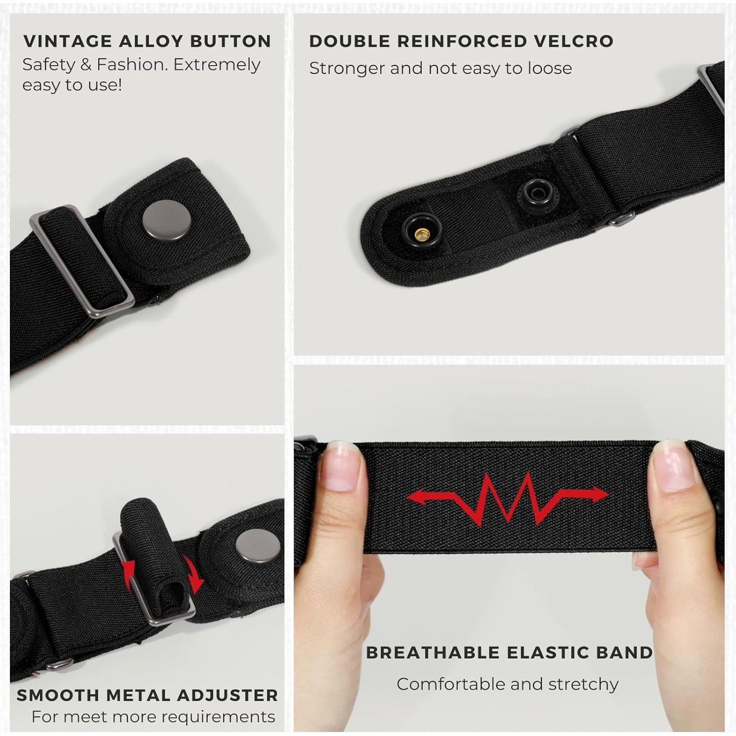 Cinturón Elástico Sin Hebilla BELTROAD Ajustable Unisex Negro