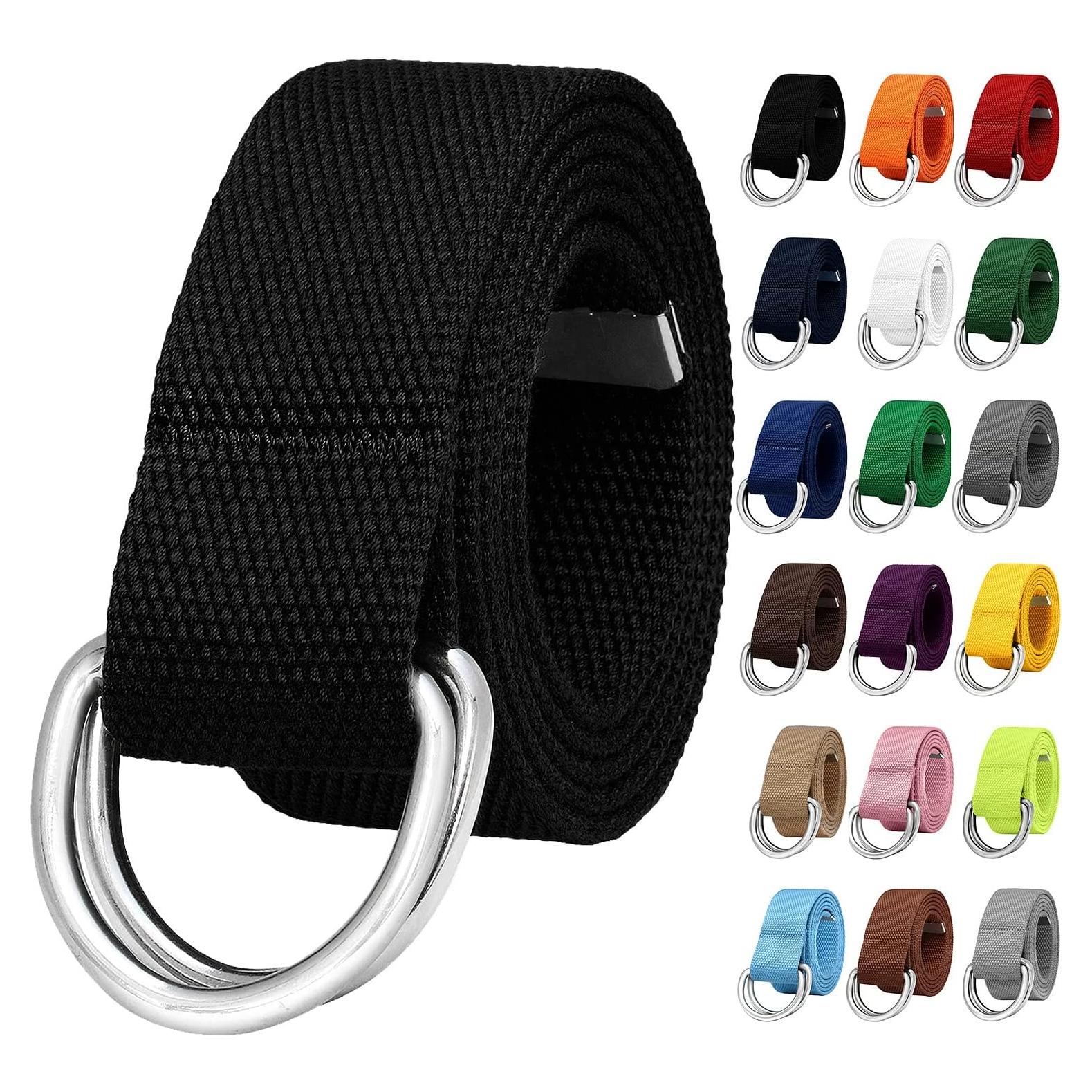 Cinturón de lona Falari con hebilla D para hombres y mujeres 3.81 cm