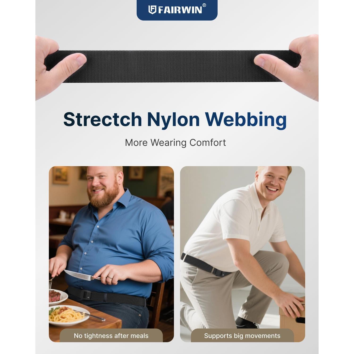 Cinturón de Trinquete Fairwin para Hombres - Nylon Elástico S
