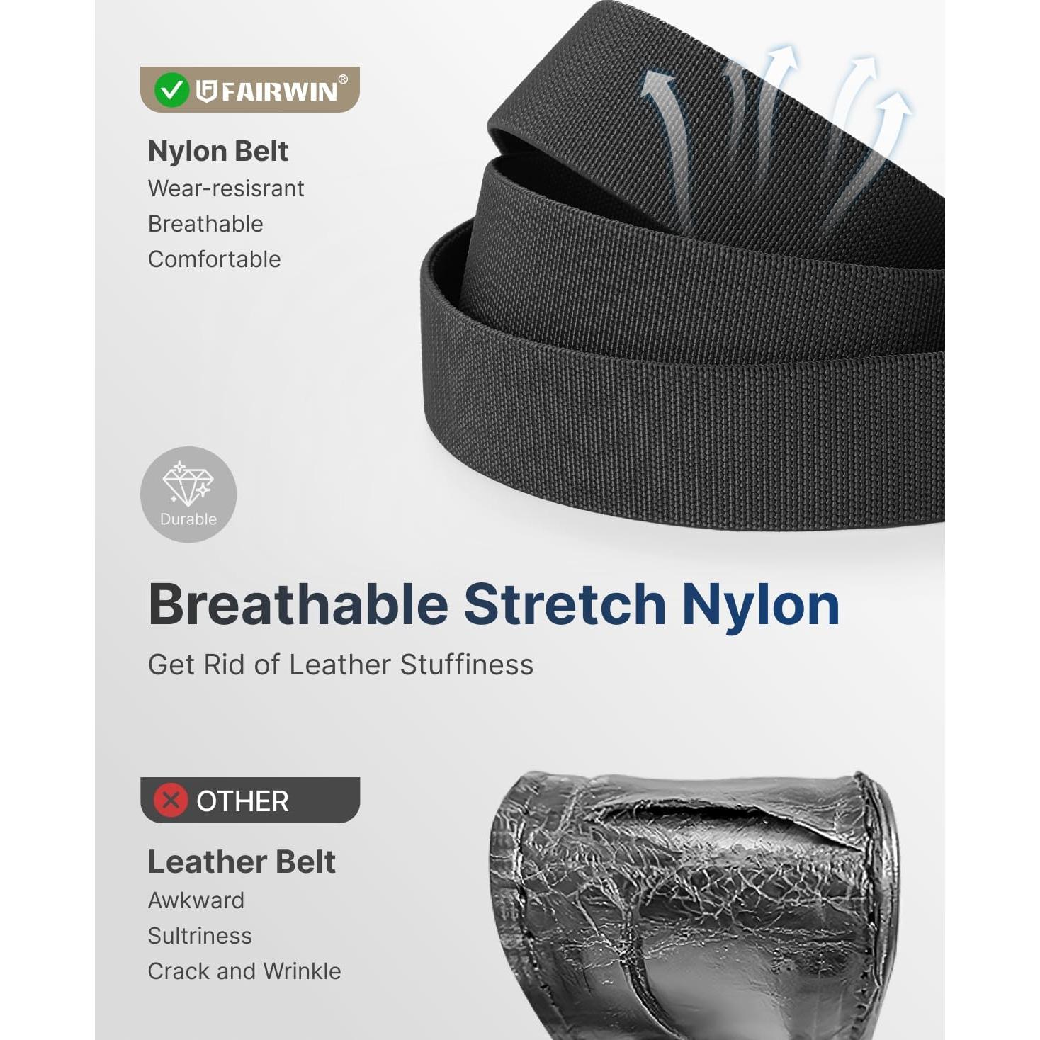 Cinturón de Trinquete Fairwin para Hombres - Nylon Elástico S