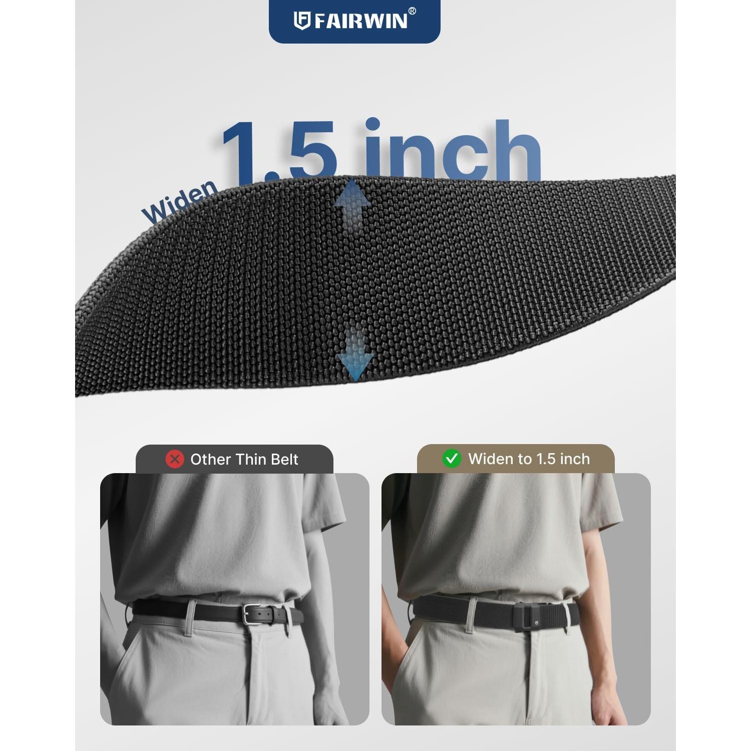 Cinturón de Trinquete Fairwin para Hombres - Nylon Elástico S