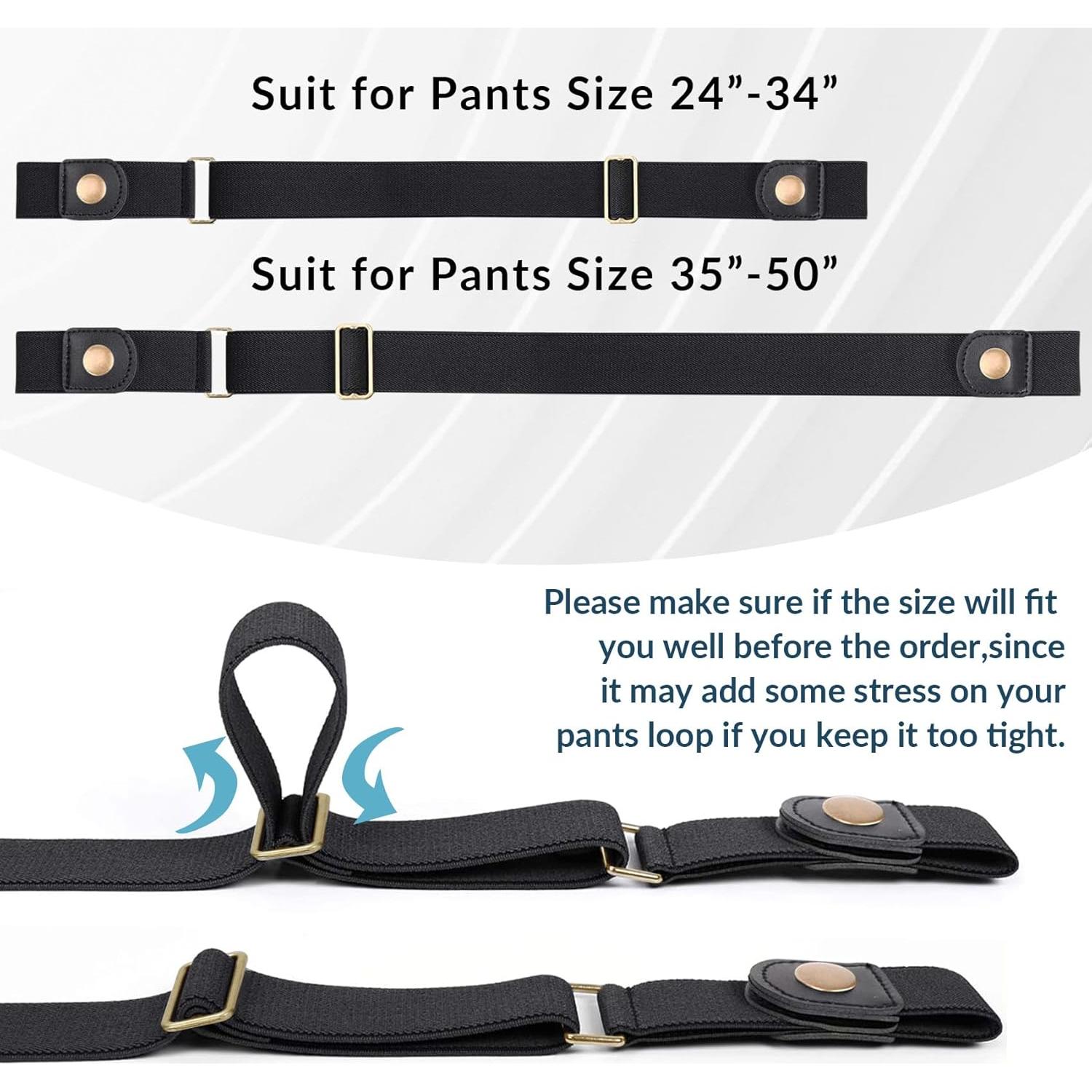 Cinturón Elástico Sin Hebilla WERFORU 3 Pack Ajustable 89-135 cm