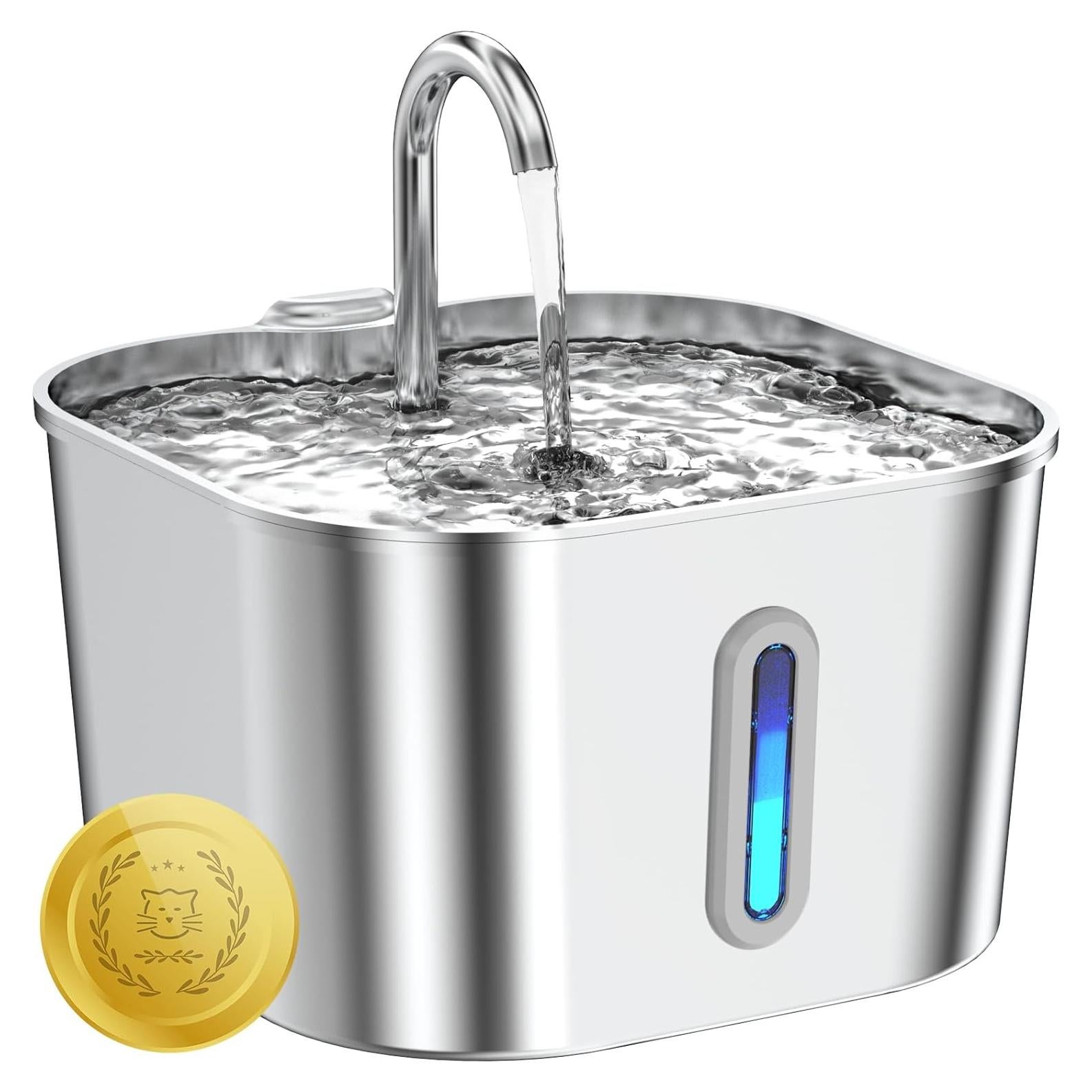 Fuente de Agua Automática para Gatos Lawfery 2.2L Acero Inoxidable