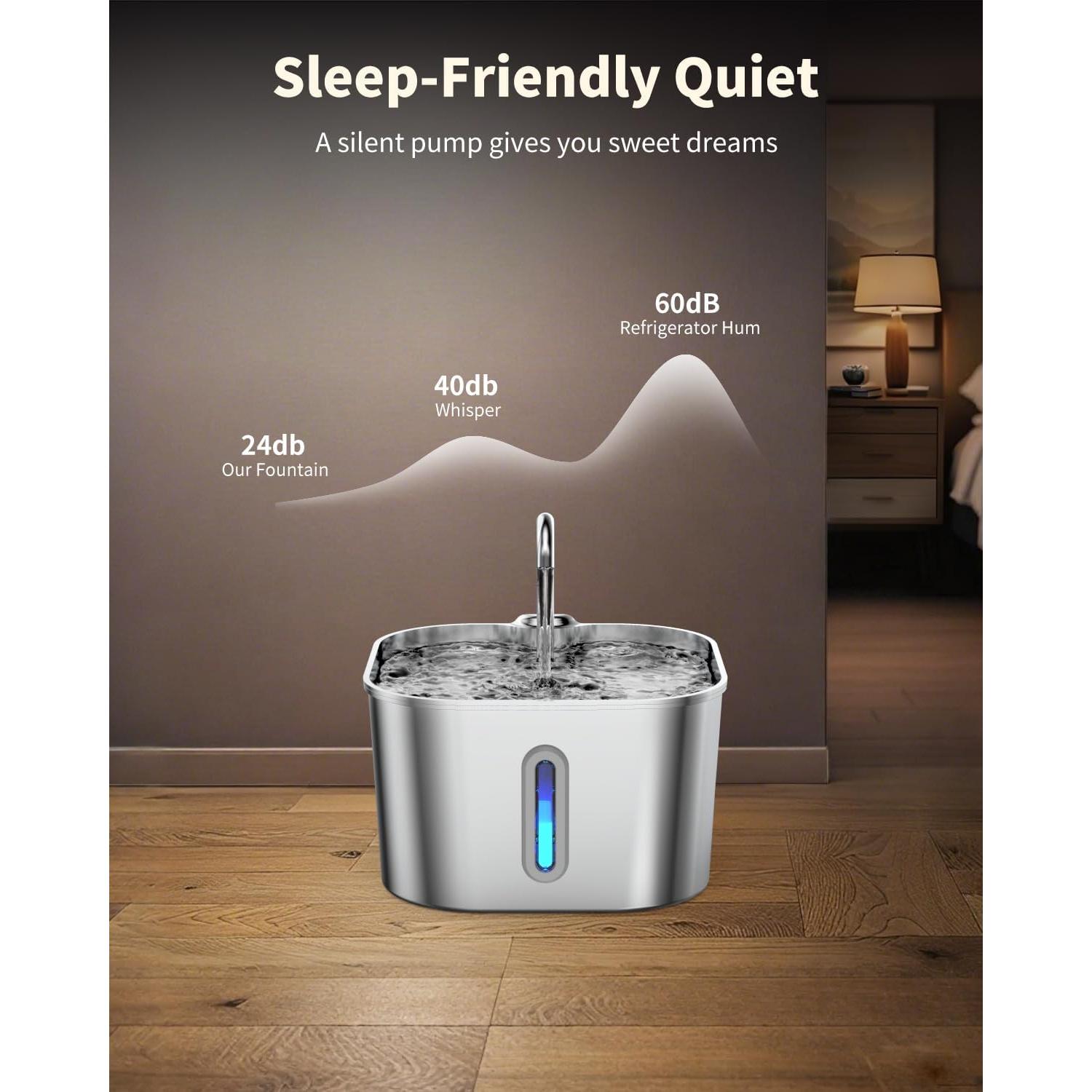 Fuente de Agua Automática para Gatos Lawfery 2.2L Acero Inoxidable