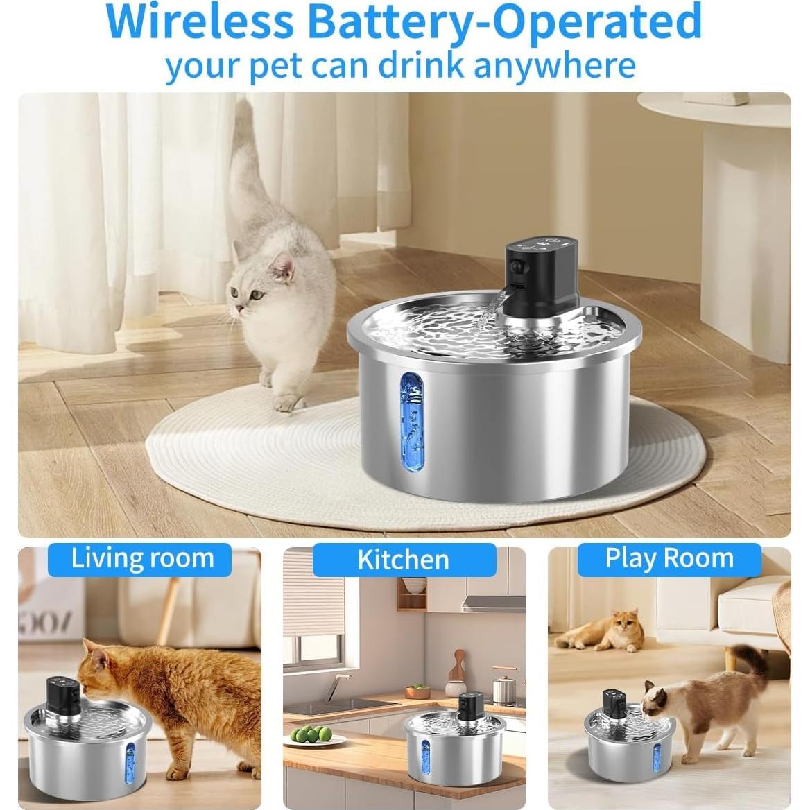 Fuente de Agua Inalámbrica Jzla Pro 3.2L Acero Inoxidable