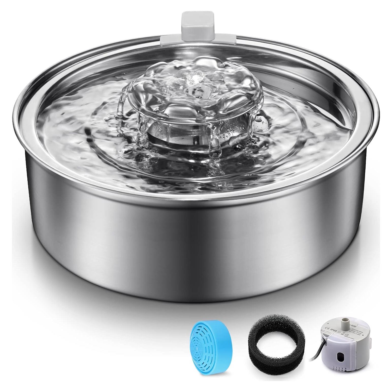 Fuente Automática de Agua para Gatos OYES 2L Acero Inoxidable