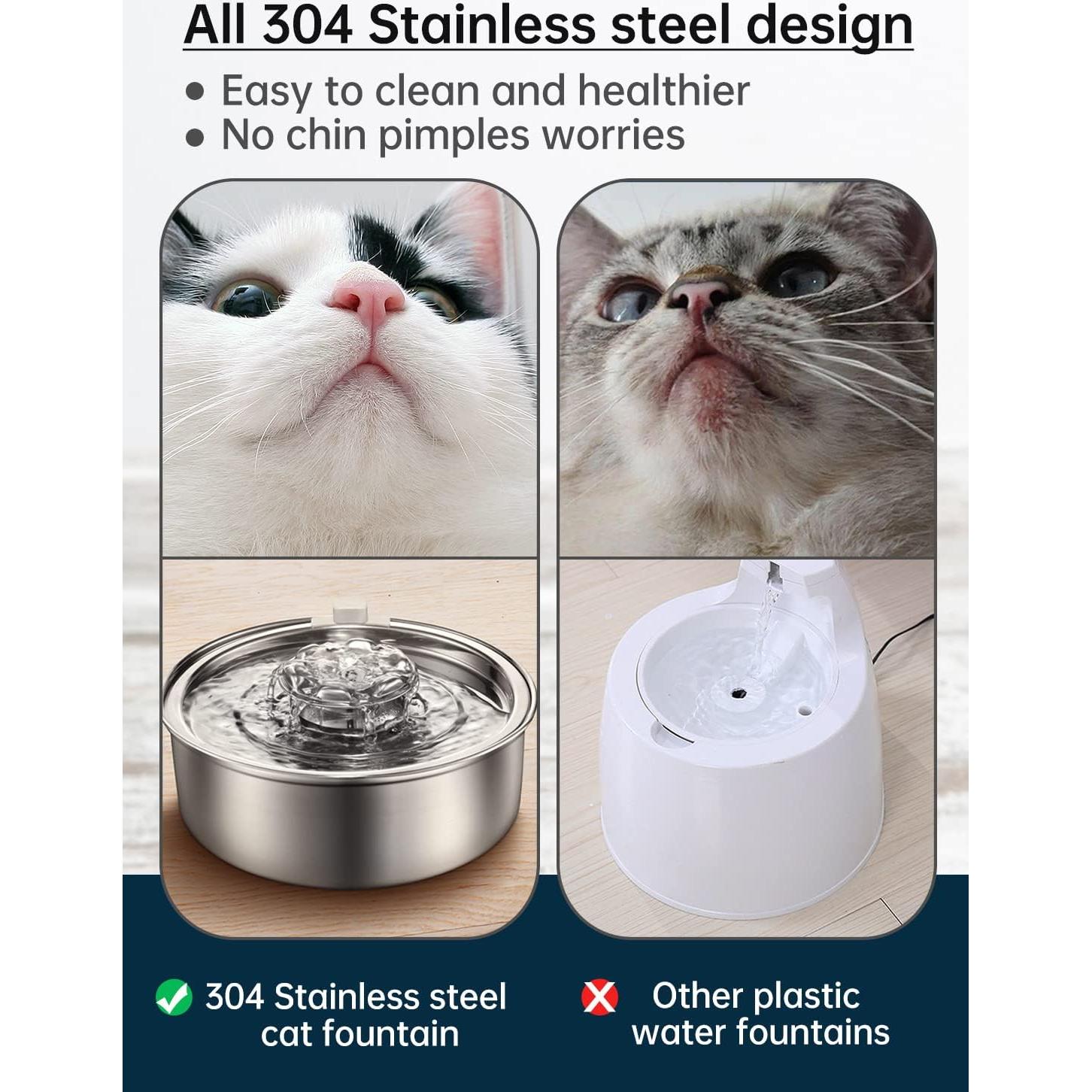 Fuente Automática de Agua para Gatos OYES 2L Acero Inoxidable