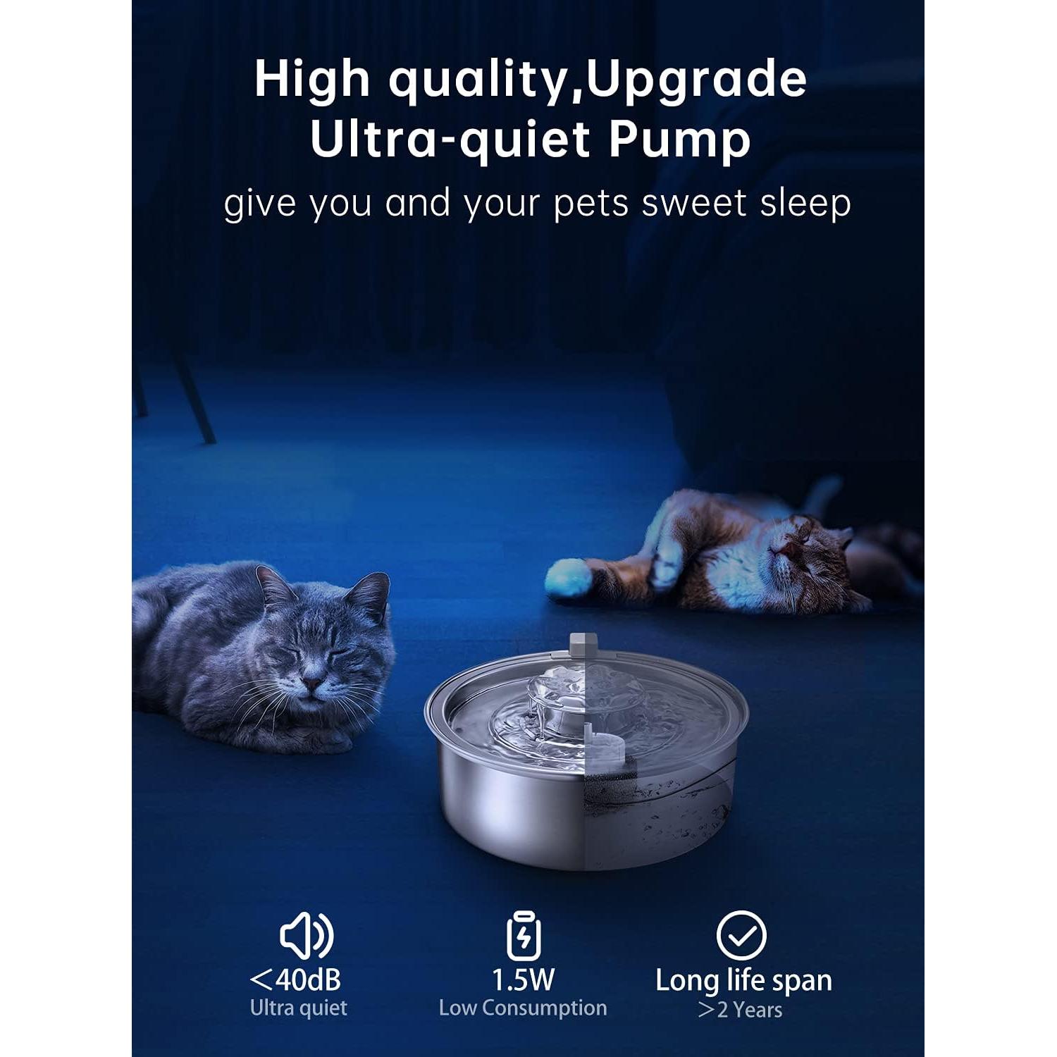 Fuente Automática de Agua para Gatos OYES 2L Acero Inoxidable