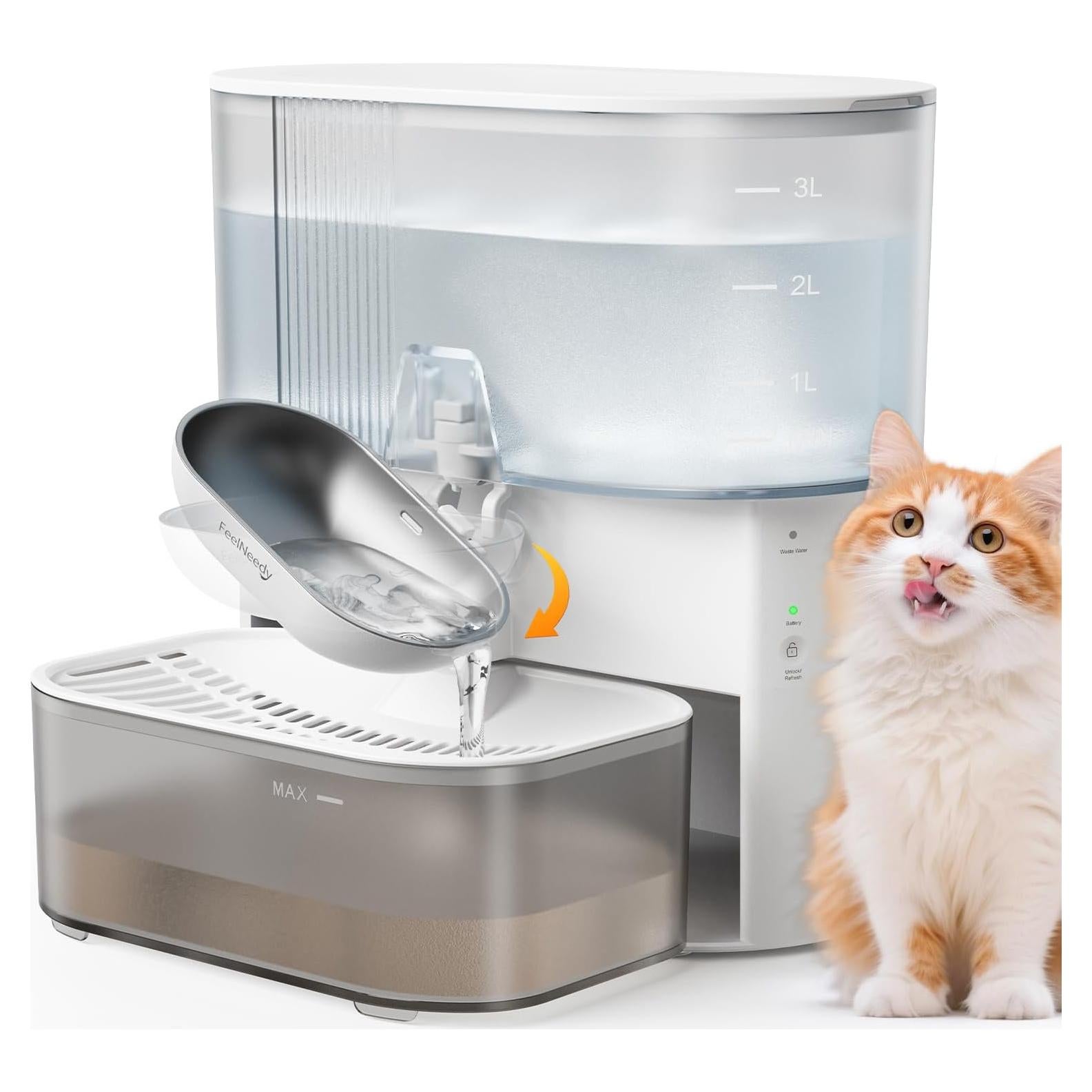 Fuente de Agua Inalámbrica FEELNEEDY 3.5L Acero Inoxidable