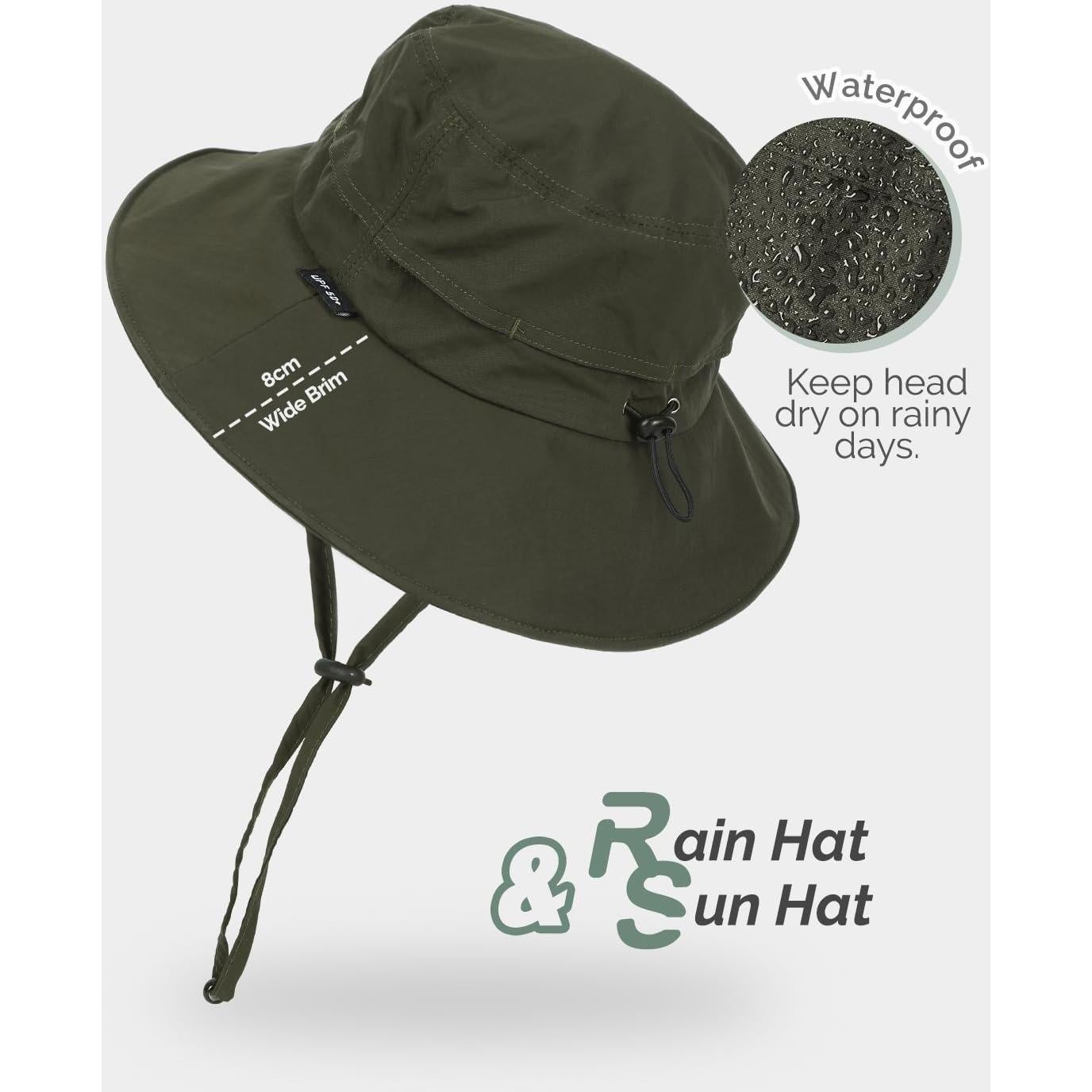 Sombrero de Cubo Impermeable Unisex Verde Militar UPF50+