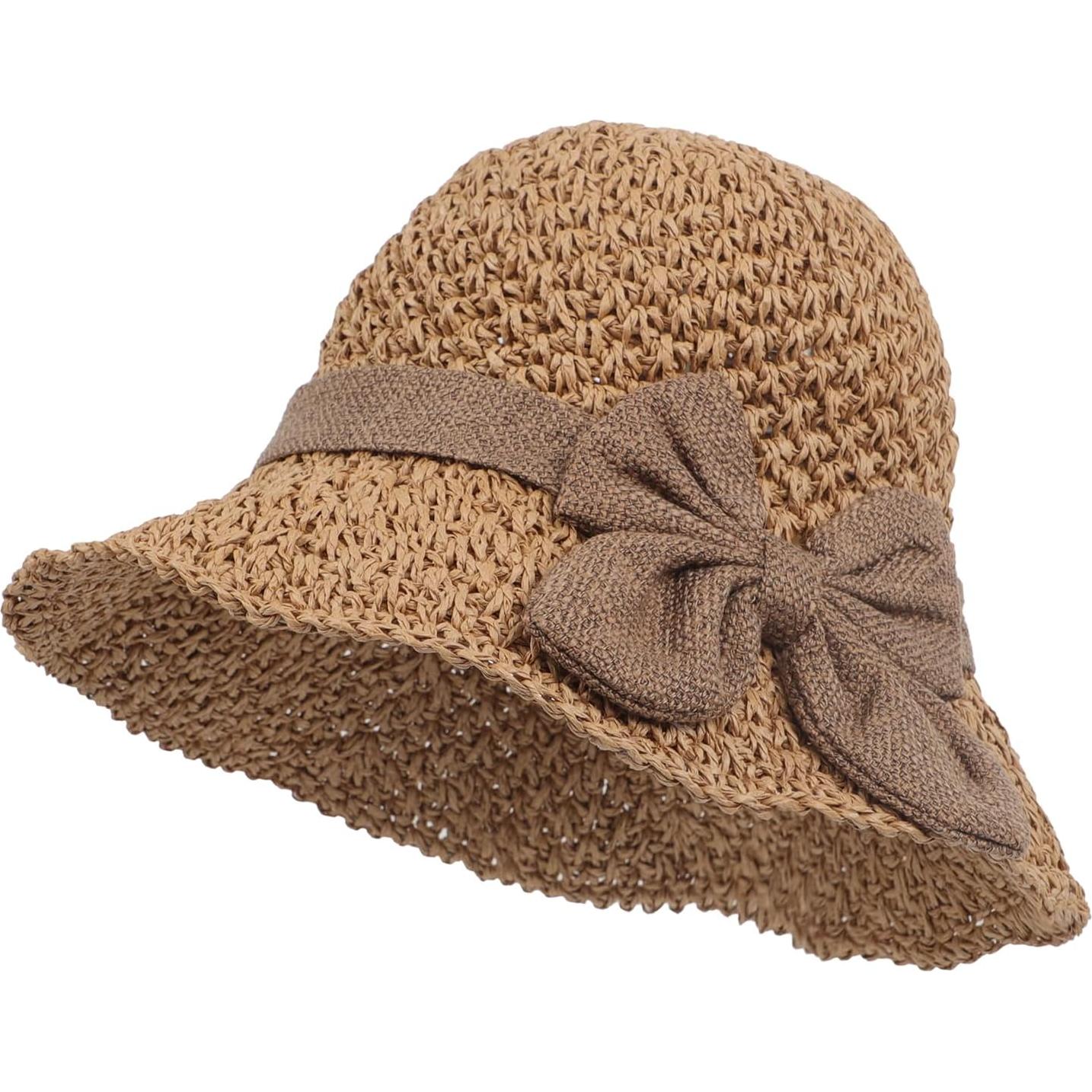 Sombrero de paja plegable para mujer UPF 50+ ala ancha 7.5cm