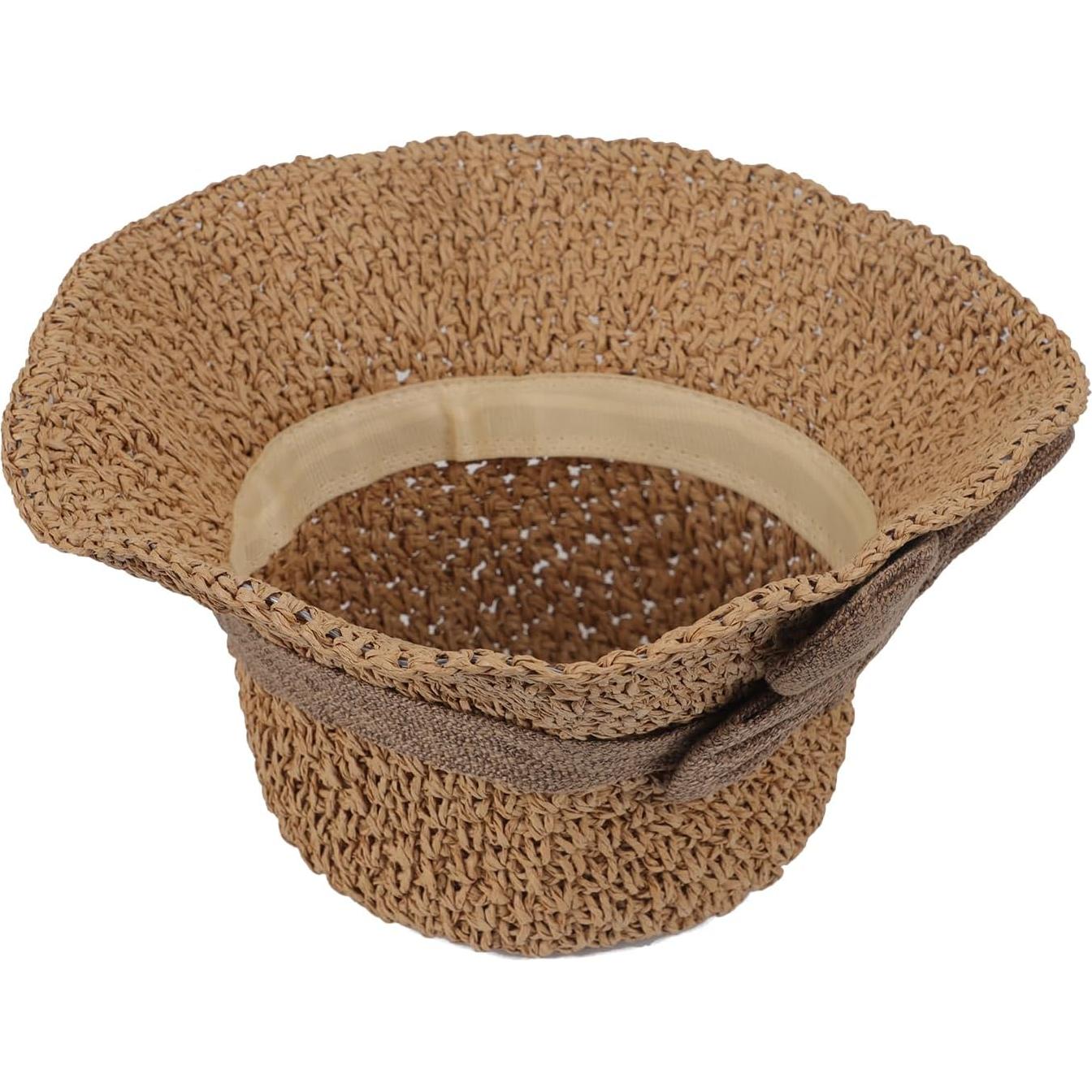 Sombrero de paja plegable para mujer UPF 50+ ala ancha 7.5cm