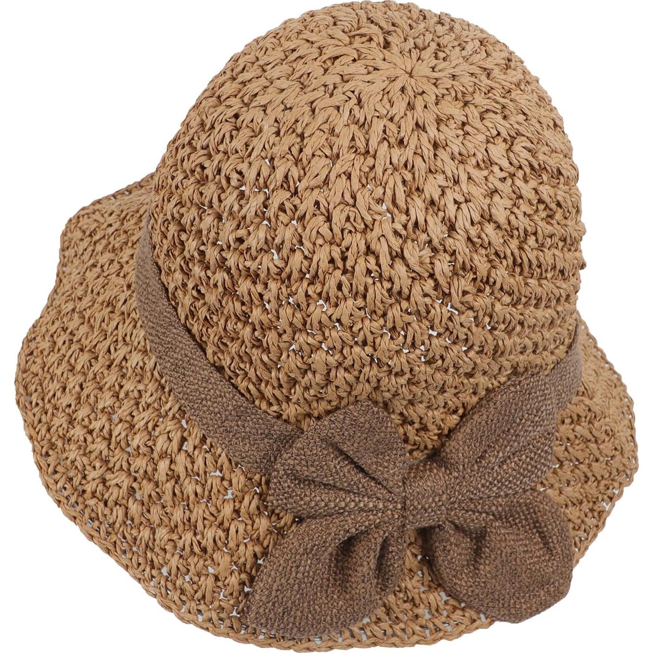 Sombrero de paja plegable para mujer UPF 50+ ala ancha 7.5cm