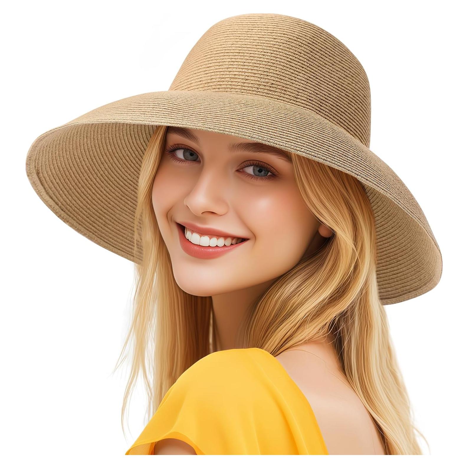 Sombrero de Playa Plegable de Paja para Mujeres - Protección UV