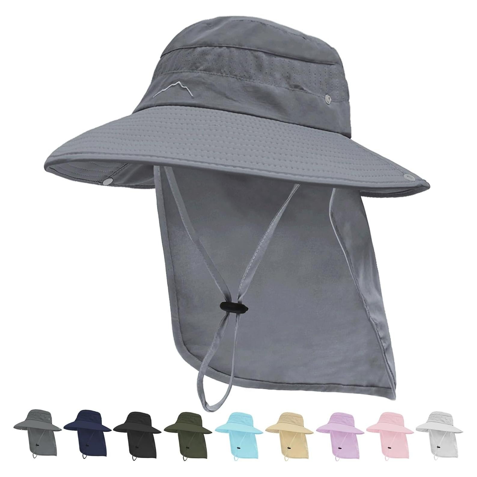 Sombrero de sol UPF50+ unisex gris oscuro con solapa