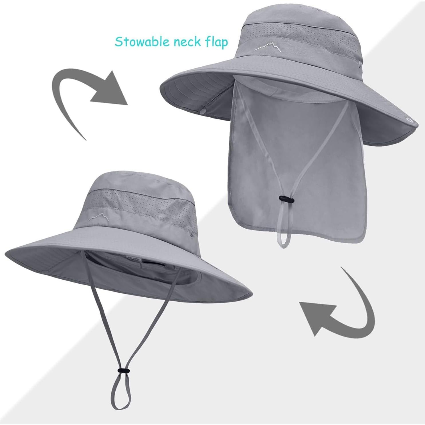 Sombrero de sol UPF50+ unisex gris oscuro con solapa