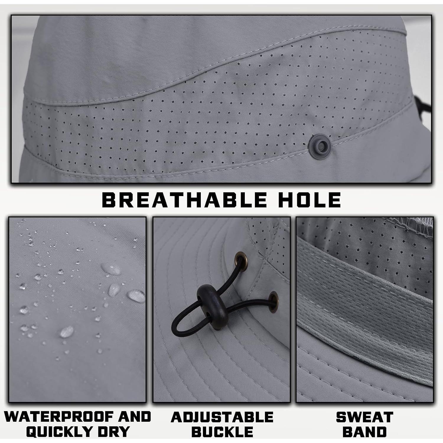 Sombrero de sol UPF50+ unisex gris oscuro con solapa