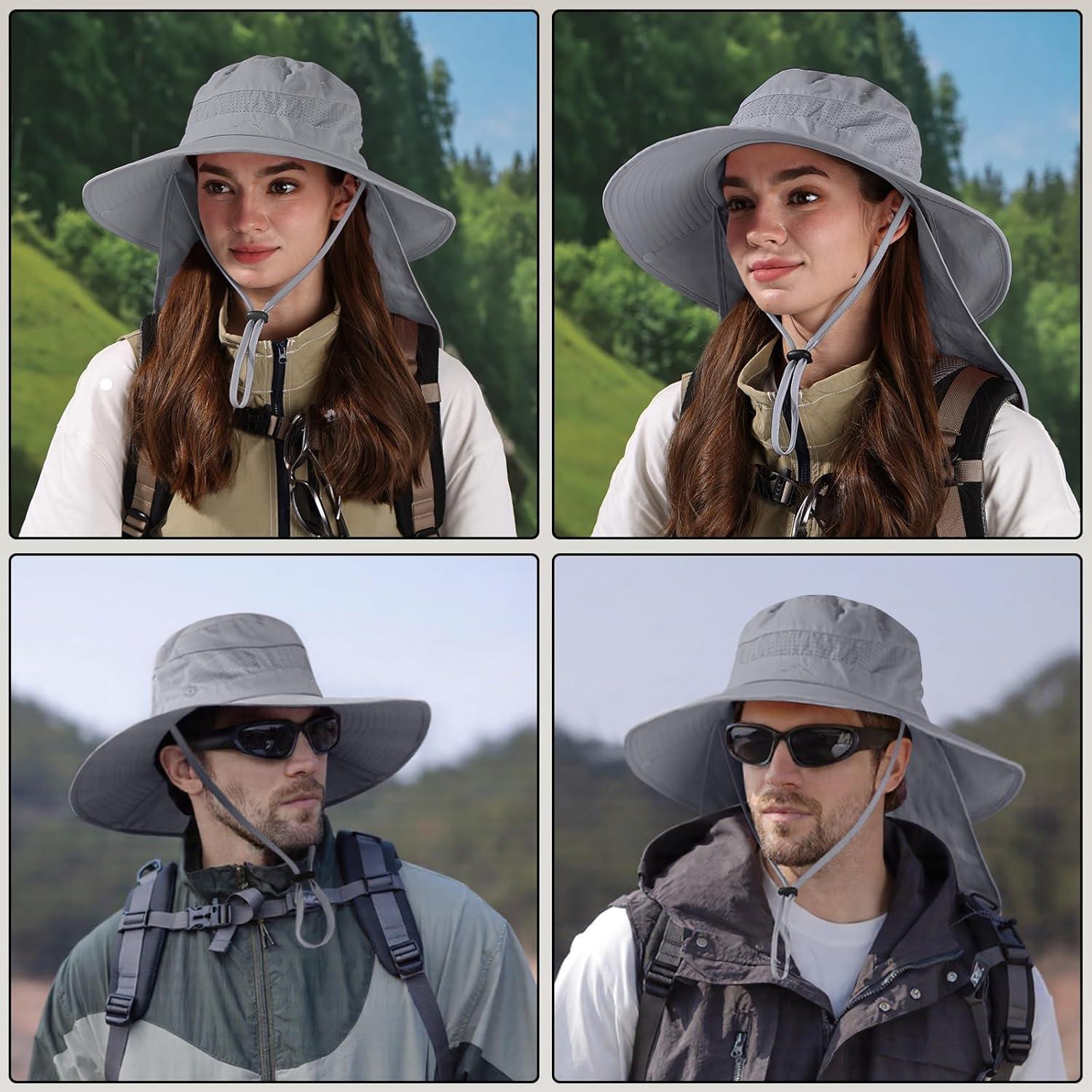 Sombrero de sol UPF50+ unisex gris oscuro con solapa