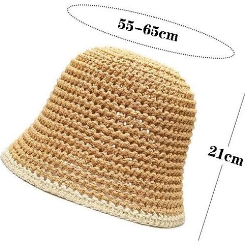 Sombrero de Paja Natural con Protección Solar Talla Única Caqui