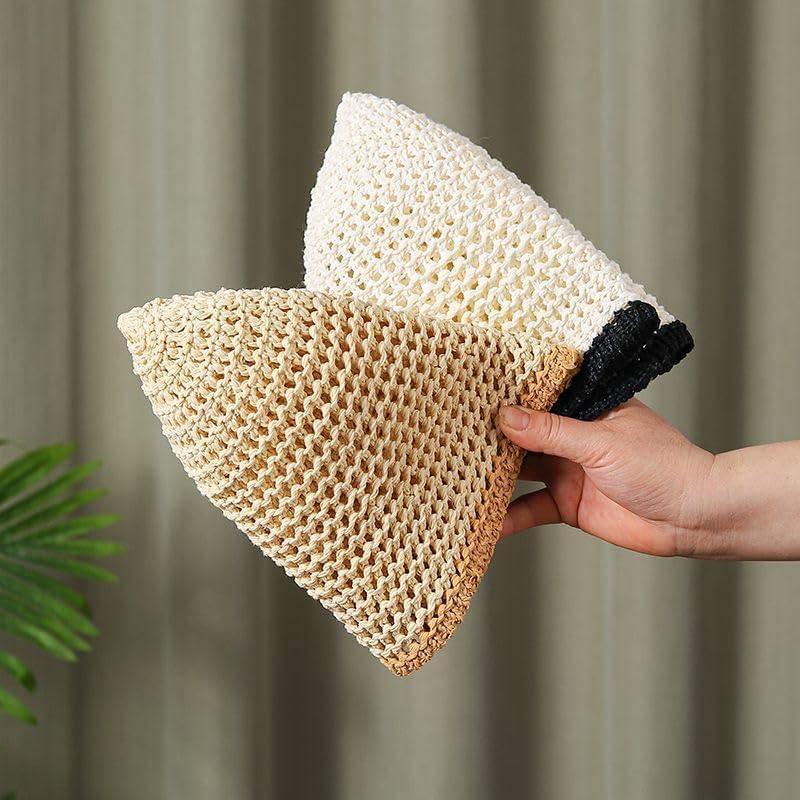 Sombrero de Paja Natural con Protección Solar Talla Única Caqui