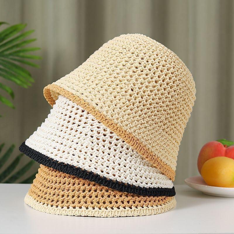 Sombrero de Paja Natural con Protección Solar Talla Única Caqui