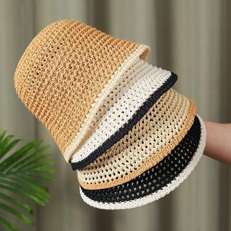 Sombrero de Paja Natural con Protección Solar Talla Única Caqui