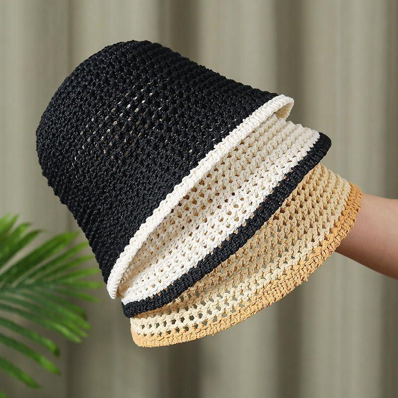 Sombrero de Paja Natural con Protección Solar Talla Única Caqui